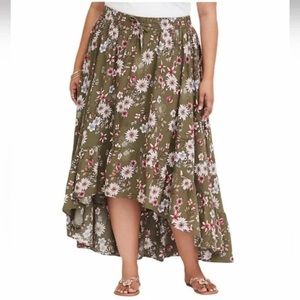 Torrid hi-lo green floral skirt - sz 0
